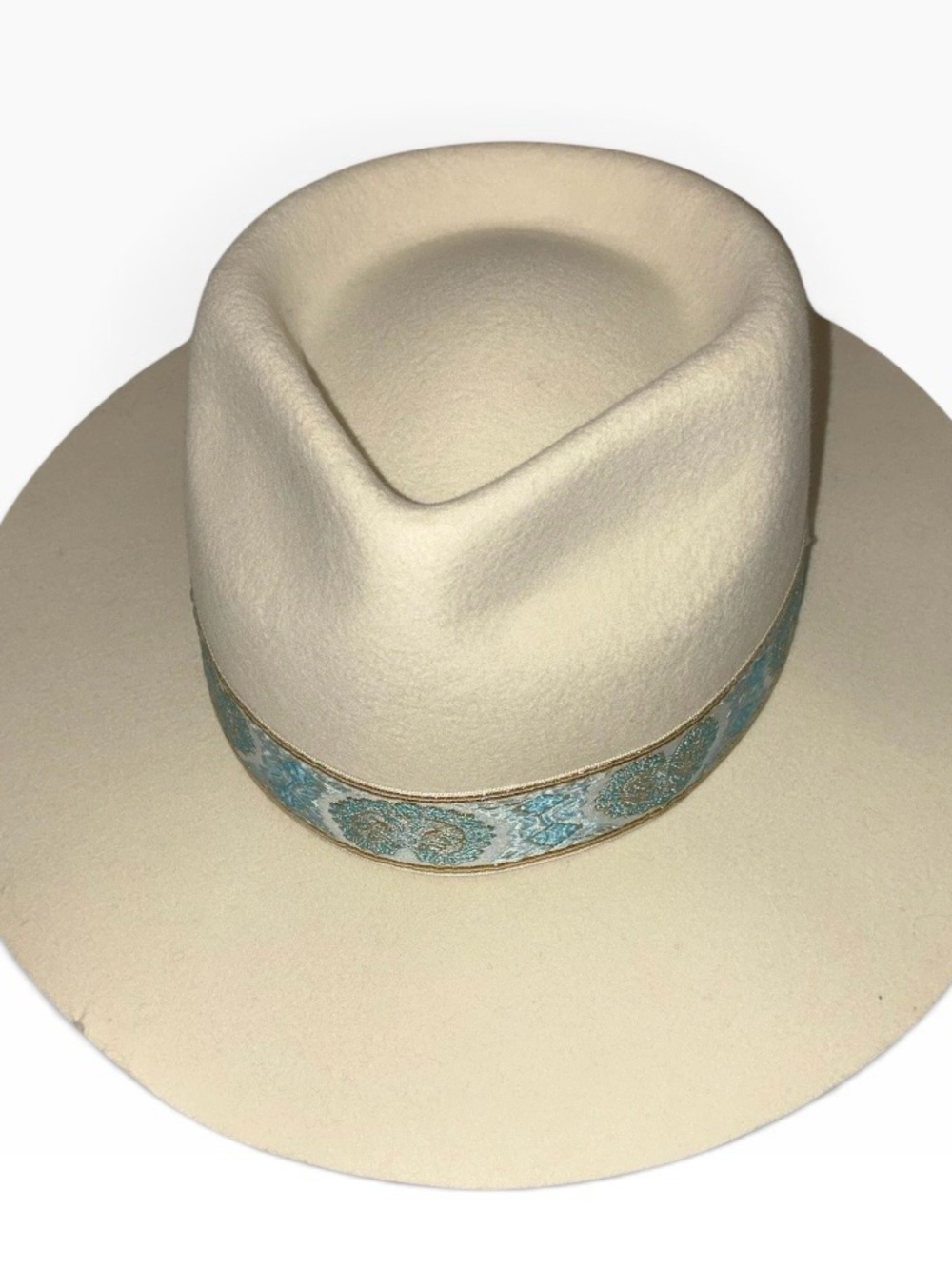 Like New Lack of Color Women's Aqua Beverly wool fedora, ivory  Sz M